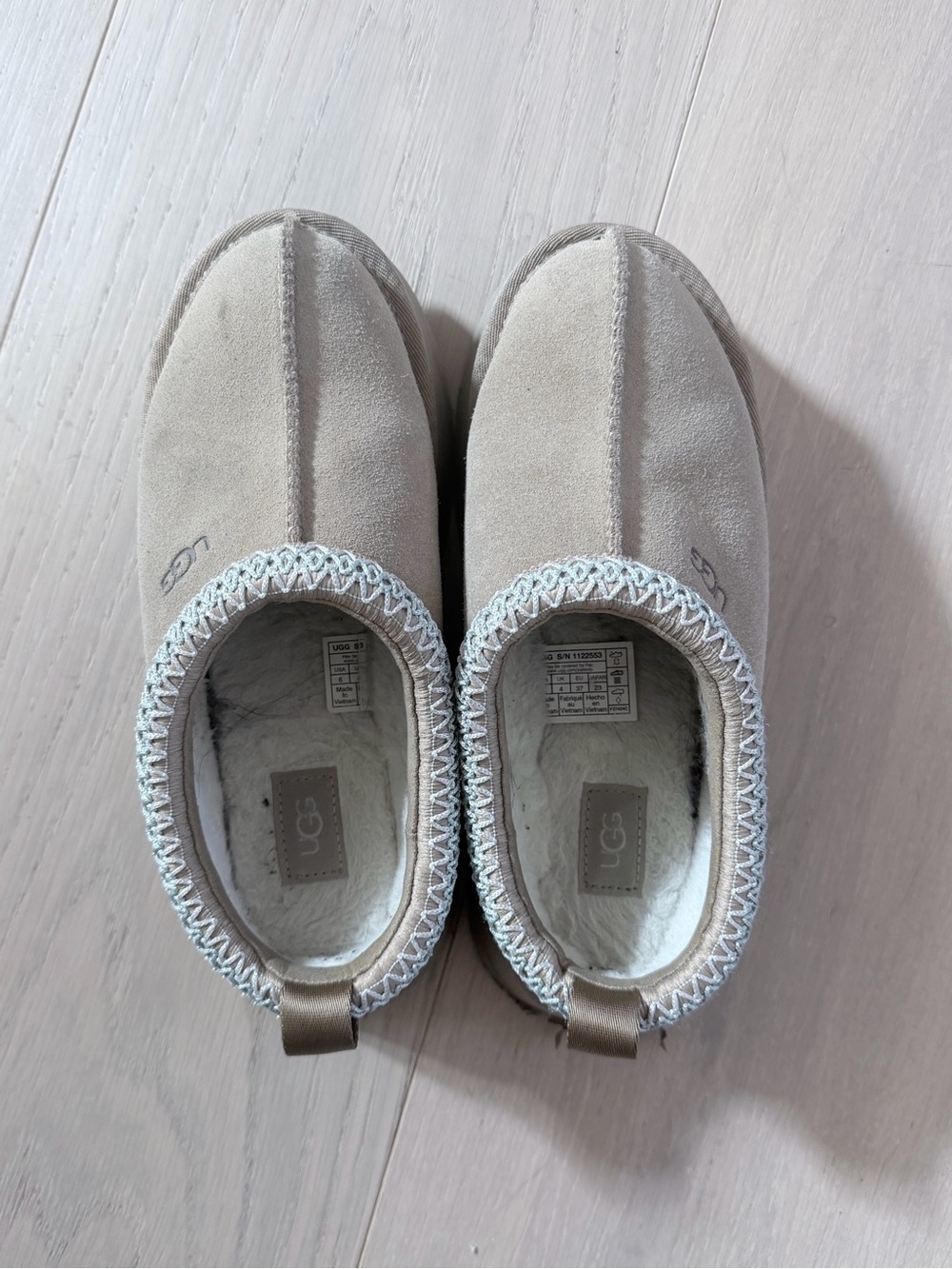 UGG Slip-On Sheepskin-Lined Slippers in Light Beige